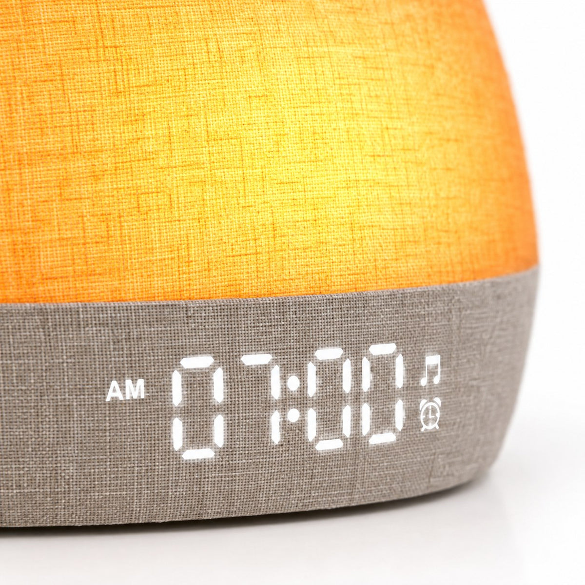 Close-up: led-display en stof in linnenlook